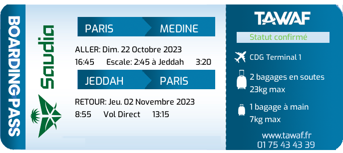 Infos Vols Omra 22 Oct. de 16:45