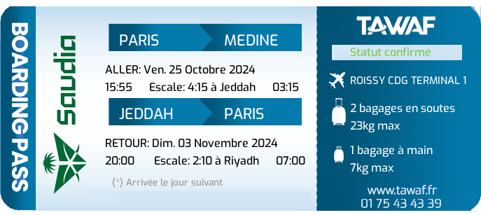 Infos Vols Omra 25 Oct. de 15:55